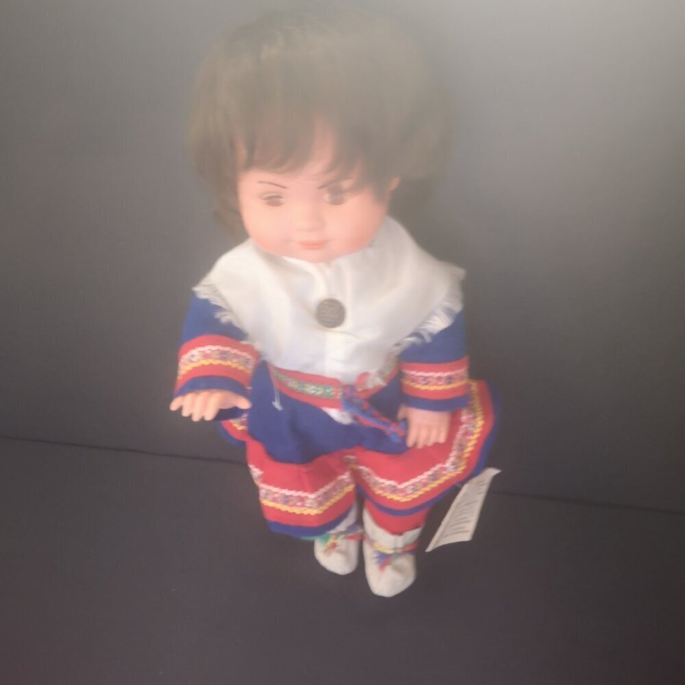 Vintage Lapland Doll w/ Blinking Eyes & Dressed in Sami Folk Clothing 13" Tall
